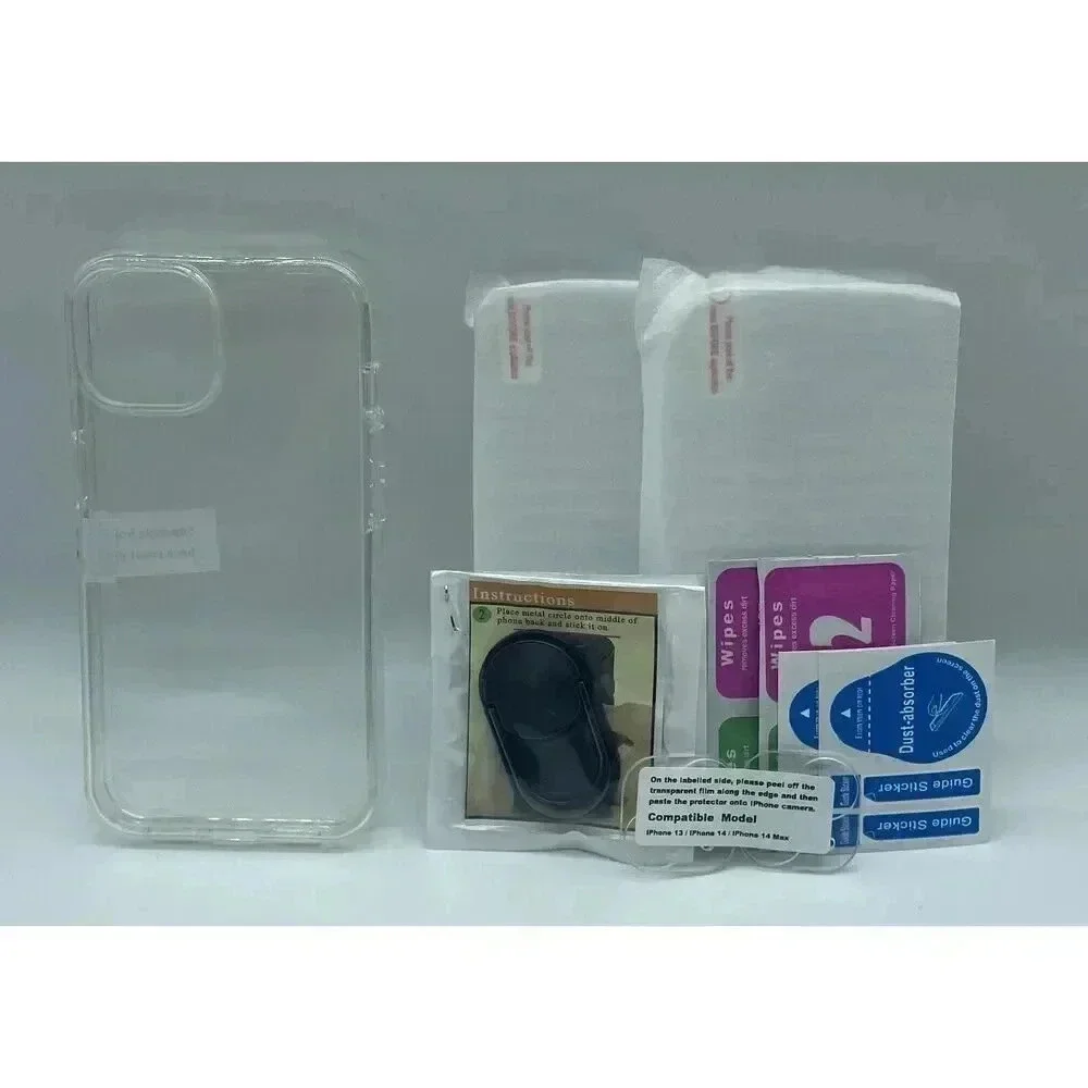 360° Case for iPhone 13/14 6.1” 2 Screen & Lens Protectors Stick On Kickstand